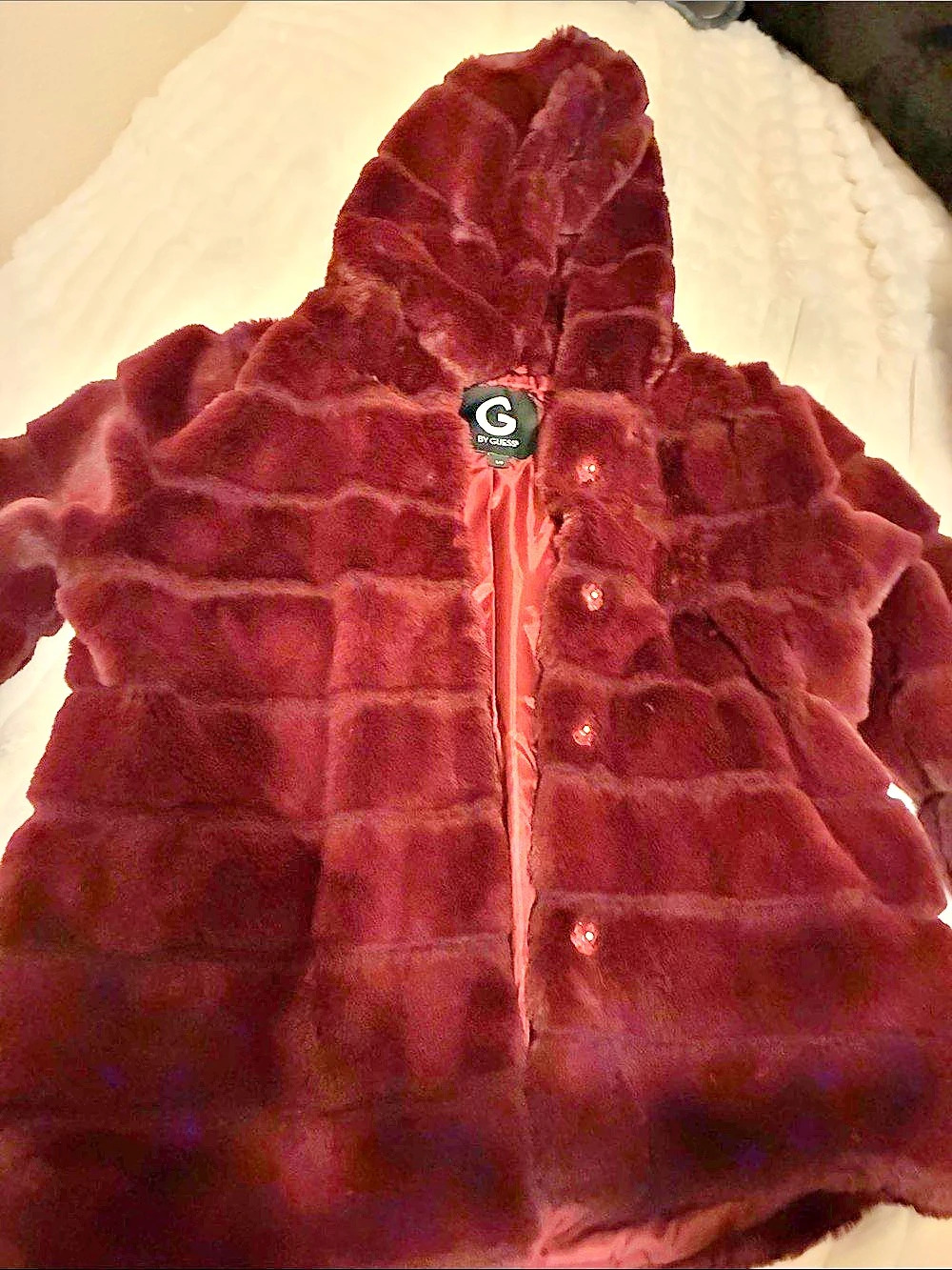 G Women's Burgundy Hooded Puffer Like New